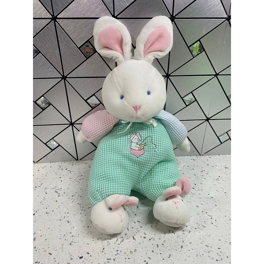 Vintage Carter’s Prestige Bunny Rabbit in Thermal Waffle Weave Fishing Plush Toy